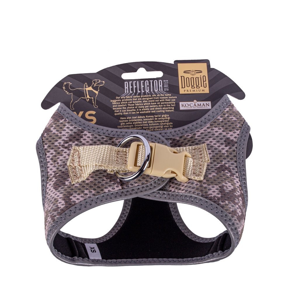 Doggie Havalı Dokuma Reflektör Serisi Küçük Irk Göğüs Tasması Kamuflaj XS-30-34 Cm