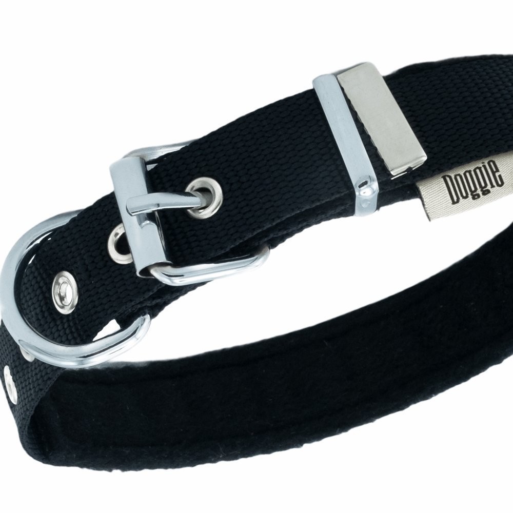 Doggie Polar Dokumadan El Yapımı Köpek Boyun Tasması 2.5x37-45 Cm Siyah