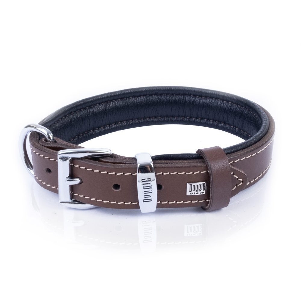 Doggie Firstclass Gerçek Deriden El Yapımı Köpek Boyun Tasması 2.5x37-45 Cm Kahverengi