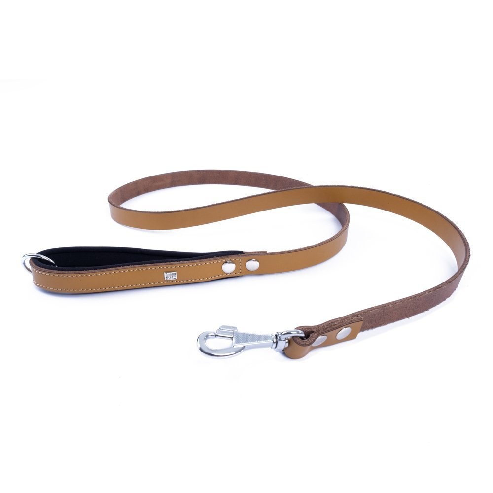 Doggie Konforlu Gerçek Deriden El Yapımı Köpek Gezdirme Kayışı 2x140 Cm Camel