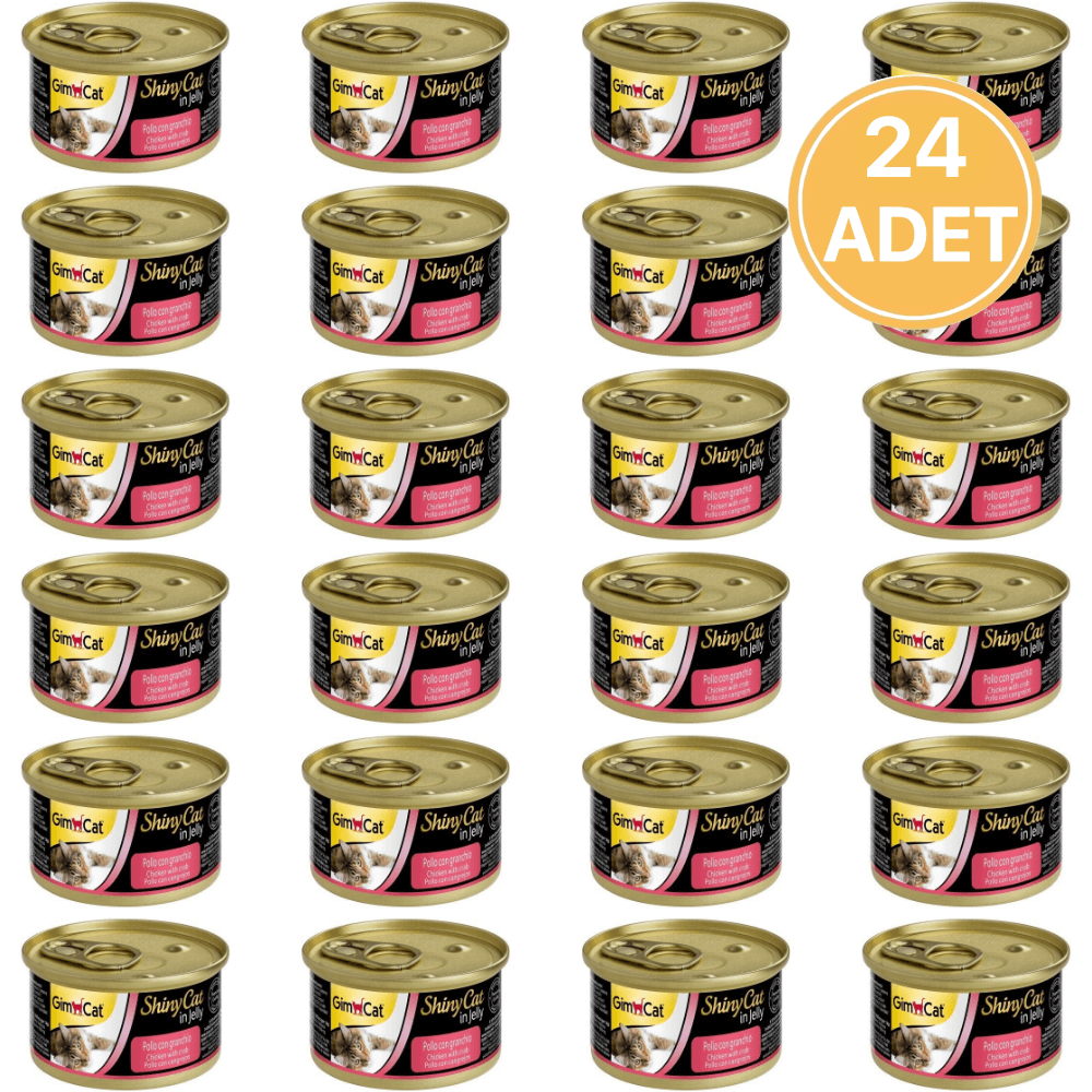 Gimcat Shiny Cat in Jelly Tavuklu ve Yengeçli Yetişkin Kedi Konservesi 70 Gr ( 24 ADET )