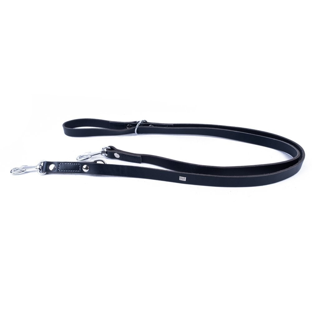 Doggie Ayarlanabilir Seri Klasik Gerçek Deriden El Yapımı  Köpek Gezdirme Kayışı 2x120-200 Cm Siyah