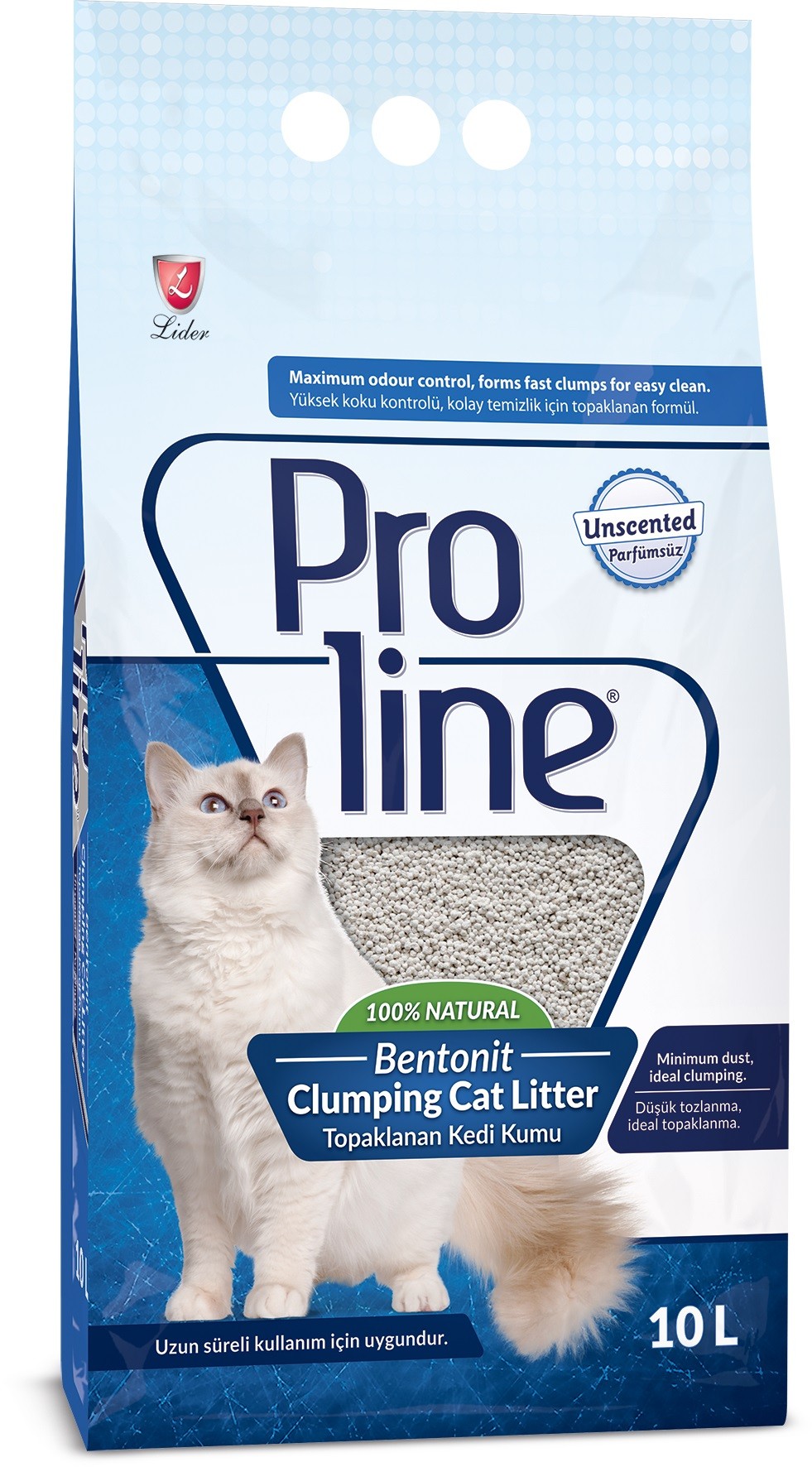 Proline Bentonit Parfümsüz İnce Taneli Kedi Kumu 10 Lt