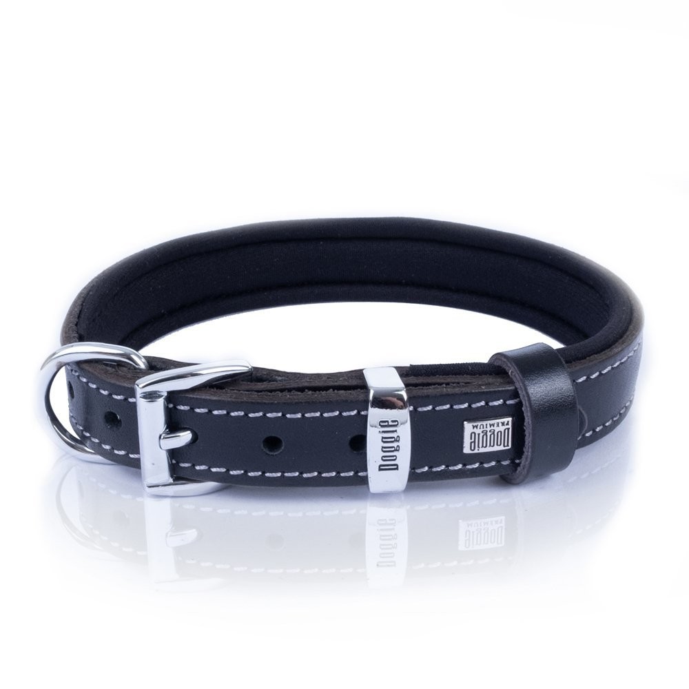 Doggie Konforlu Gerçek Deriden El Yapımı Köpek Boyun Tasması 2x35-40 Cm Siyah