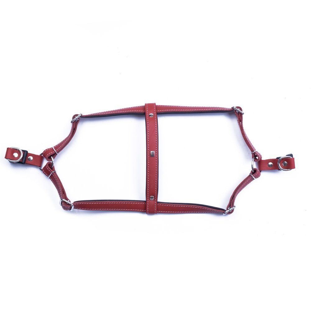 Doggie Konforlu Gerçek Deriden El Yapımı Ronin Model Köpek Göğüs Tasması XS-1.5x35-45 Cm Kırmızı