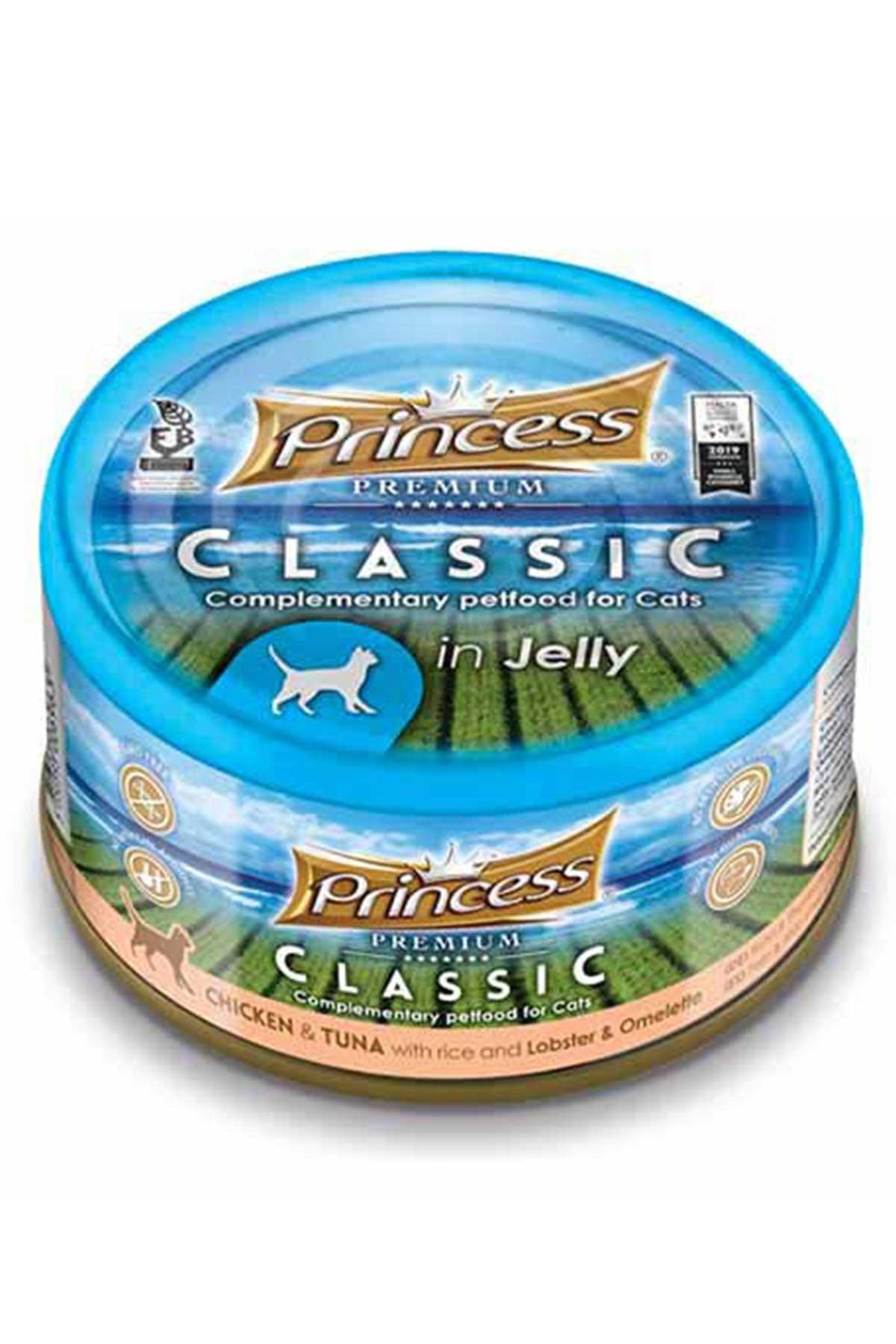 Princess Classic Tavuk Etli Ton Balıklı Istakozlu Omletli ve Pirinçli Yetişkin Kedi Konservesi 170 Gr