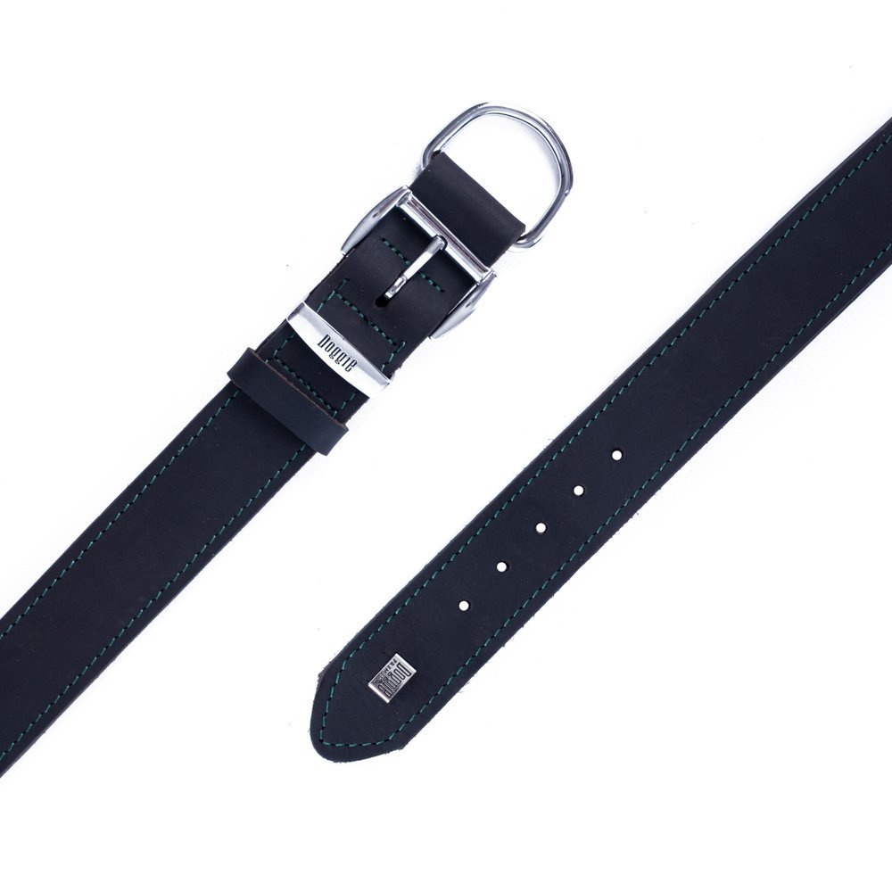 Doggie Yağlı Gerçek Deriden El Yapımı Köpek Boyun Tasması 3.5x47-55 Cm Yağ Yeşili