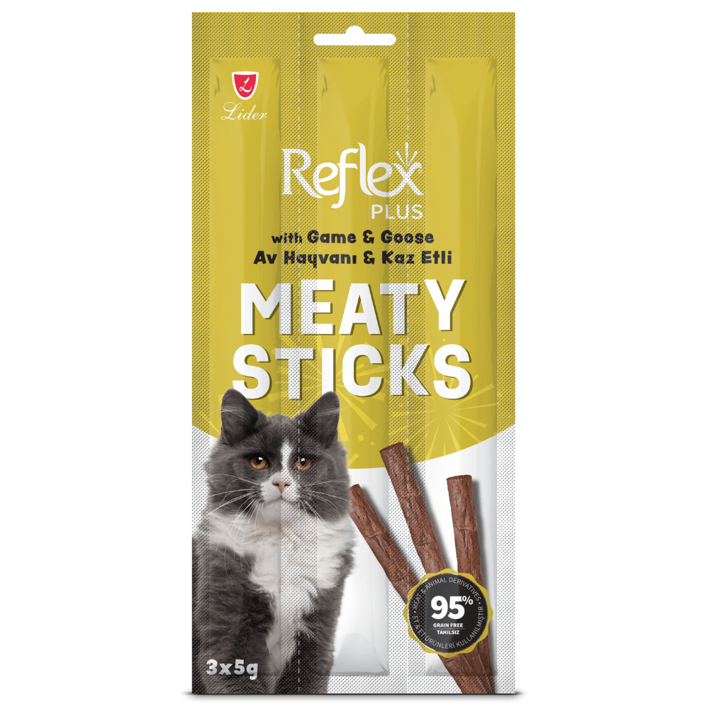 Rexflex Plus Av Hayvanlı ve Kaz Etli Stick Yetişkin Kedi Ödül Maması 3x5 Gr