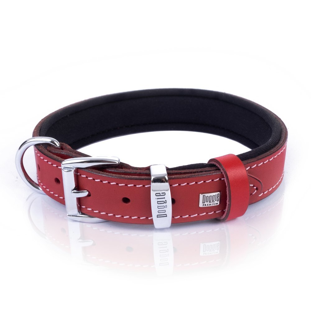 Doggie İsimlikli Deri Boyun Tasması M 1.5x25-30 Cm Kırmızı