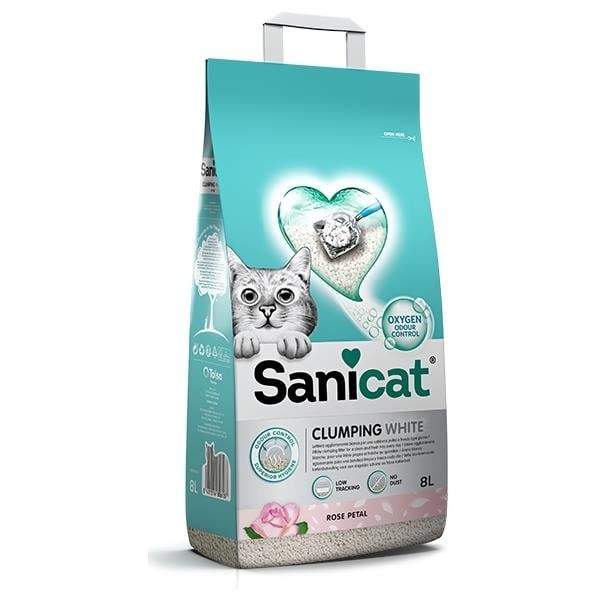 Sanicat Clumping White Gül Kokulu Kedi Kumu 8 Lt