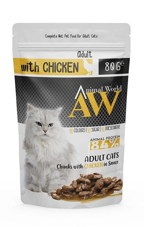 Animal World Jöle İçinde Parça Tavuk Etli Yetişkin Kedi Konservesi 80 Gr