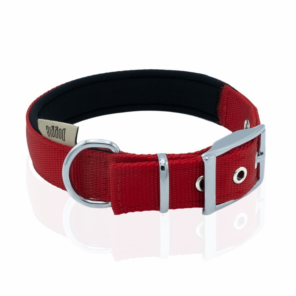 Doggie Elit Dokumadan El Yapımı Köpek Boyun Tasması 2.5x37-45 Cm Kırmızı