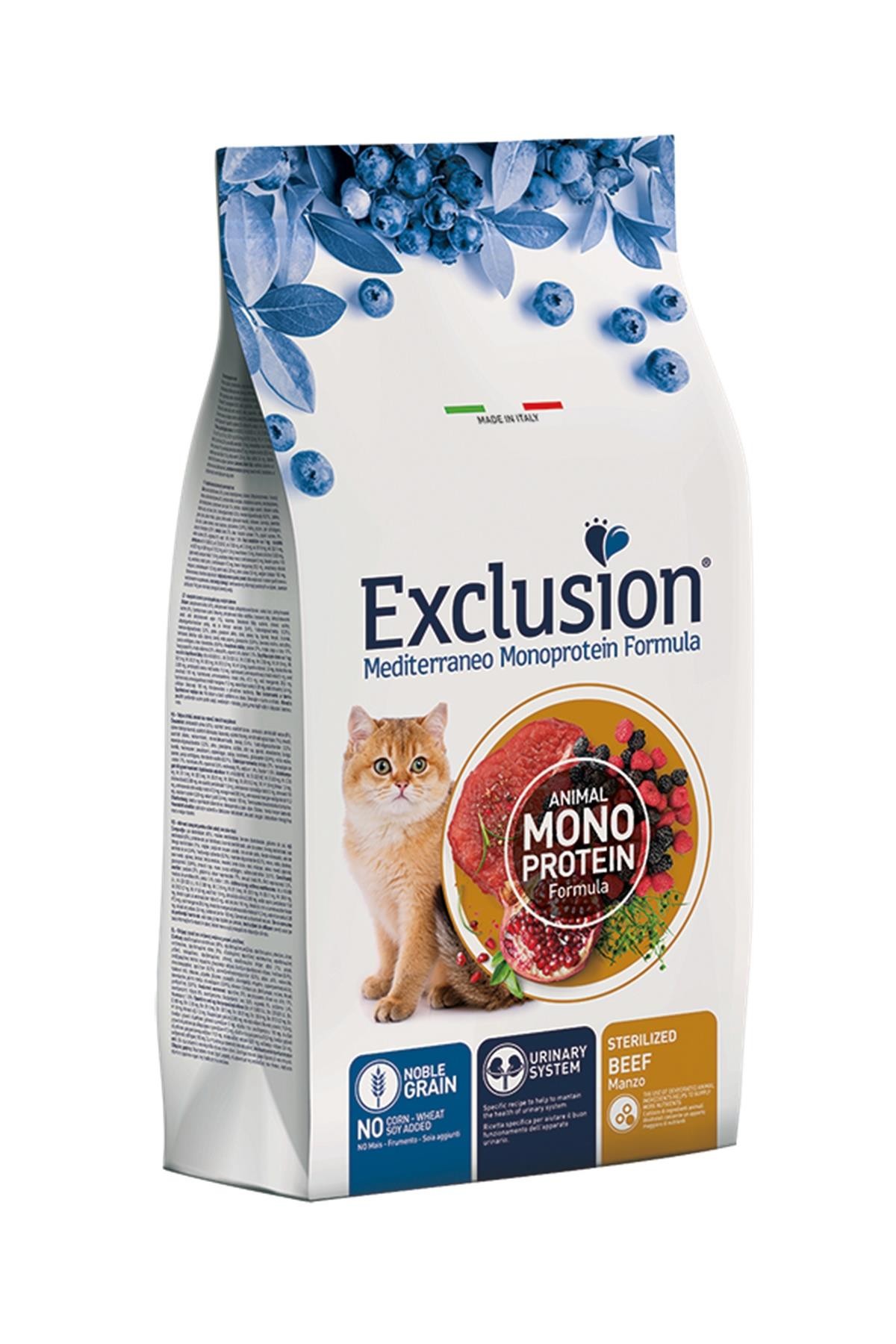 Exclusion Monoprotein Sığır Etli ve Narlı Düşük Tahıllı Kısırlaştırılmış Kedi Maması 1.5 Kg