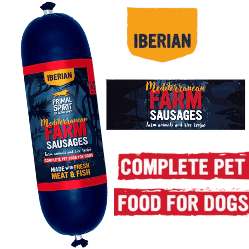 Primal Spirit Mediterranean Farm Domuzlu ve Hindi Etli Köpek Ödül Sosisi (BARF) 1 Kg