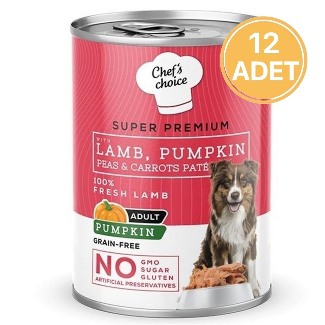 Chefs Choice Tahılsız Kuzulu Balkabaklı Ezme Konserve Köpek Maması 400 Gr (12 Adet)