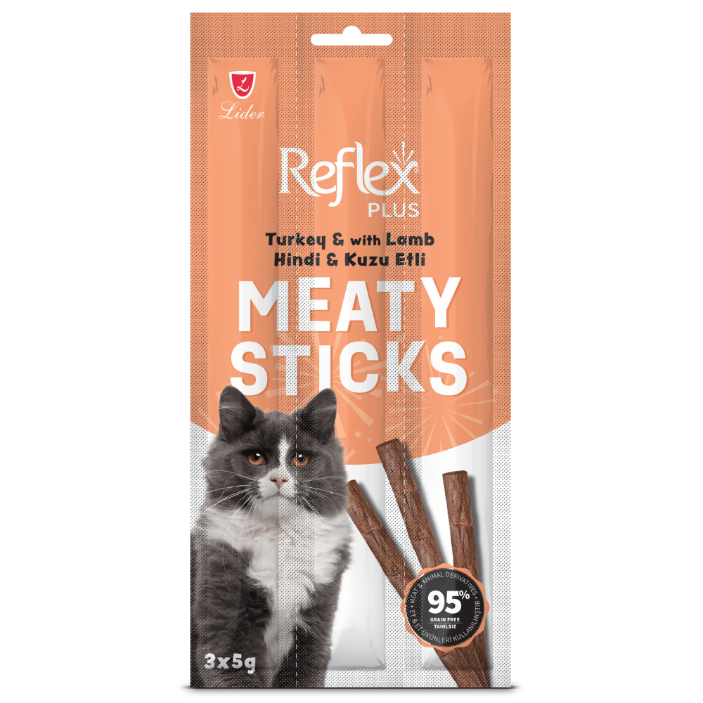 Reflex Plus Hindi ve Kuzu Etli Stick Yetişkin Kedi Ödül Maması 3x5 Gr