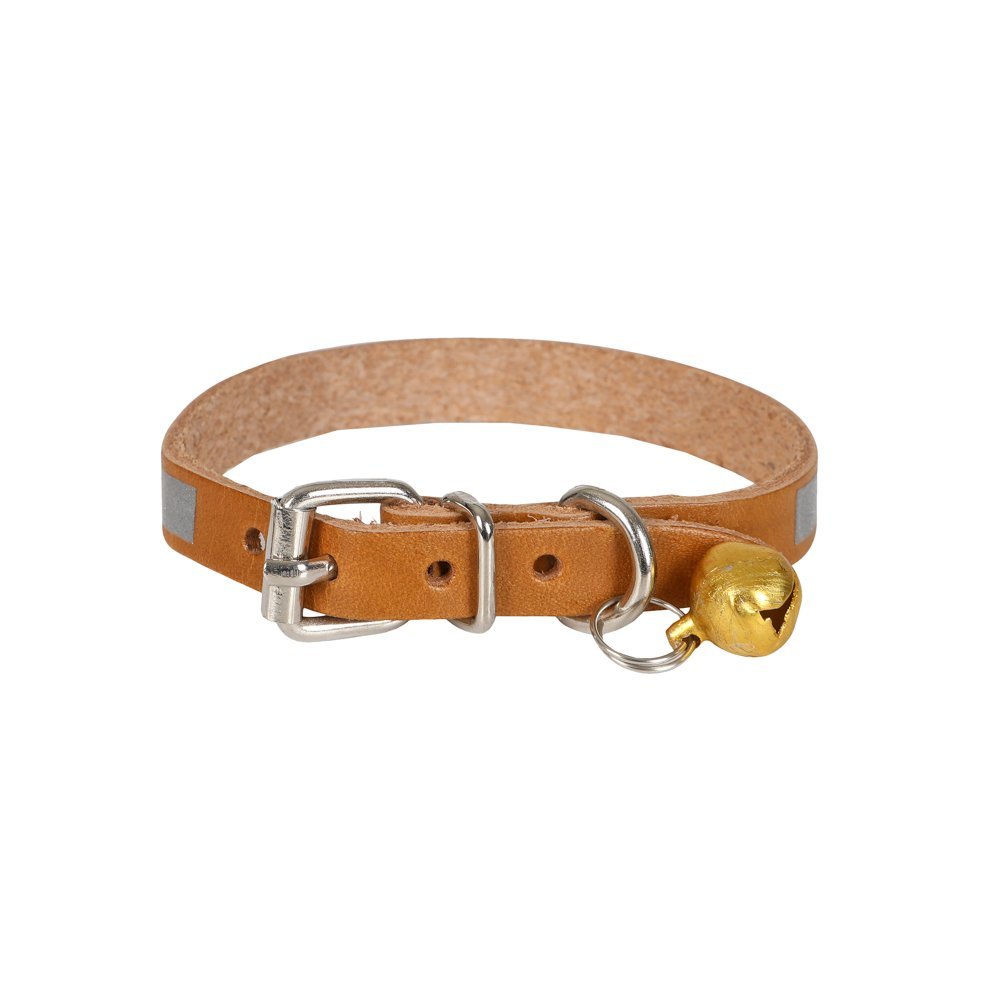Cattie Reflektörlü Deri Kedi Boyun Tasması M 1x21-25 Cm Camel