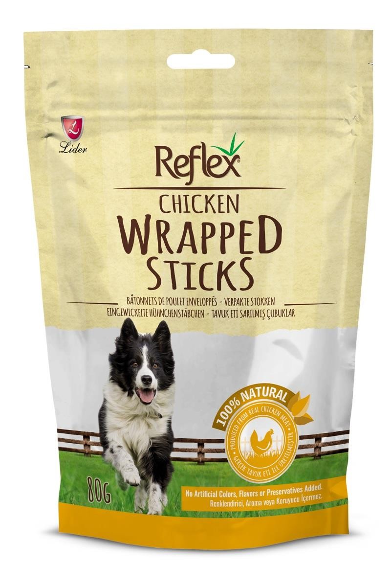 Reflex Wrapped Sticks Tavuk EtliKöpek Ödül Çubukları 80 Gr