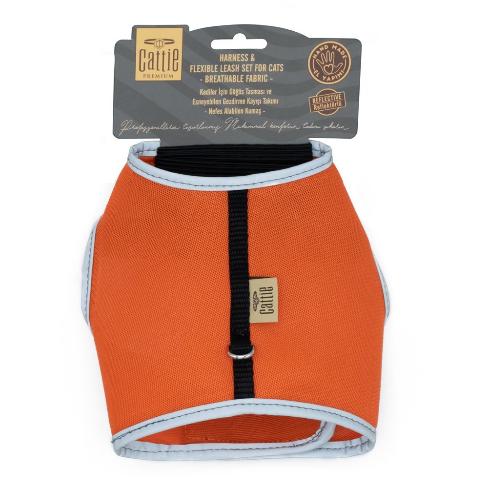 Cattie Havalı Dokuma Kedi Göğüs ve Uzatma Seti 1x25-35 Cm Turuncu