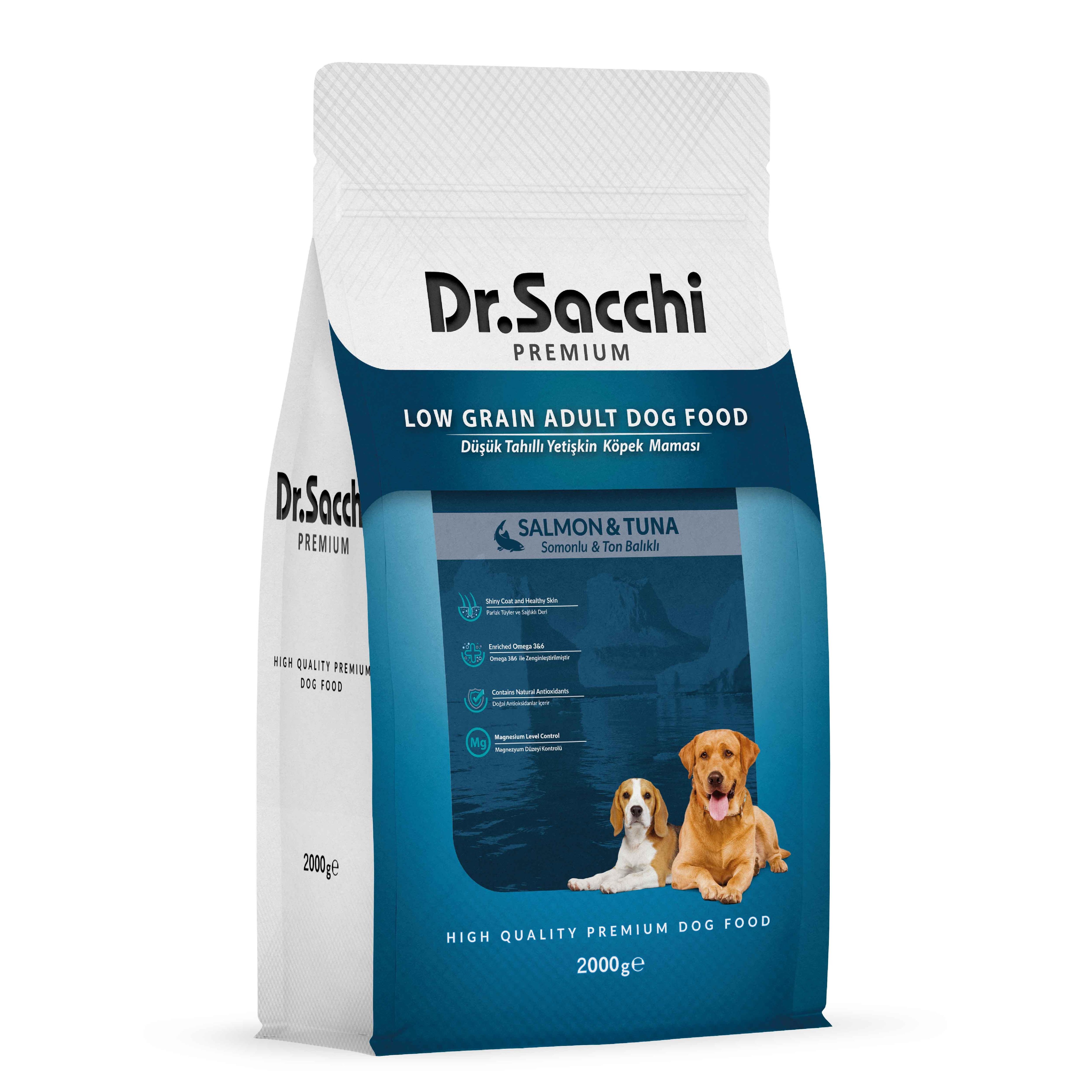 Dr. Sacchi Premium Somonlu Ton Balıklı Ve Pirinçli Yetişkin Köpek Maması 2 Kg