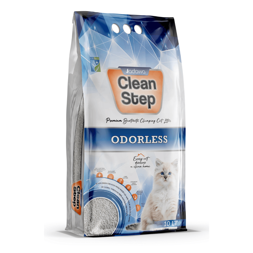 JADAWA Clean Step Kokusuz (Parfümsüz) Topaklanan İnce Tane Bentonit Kedi Kumu 10 LT