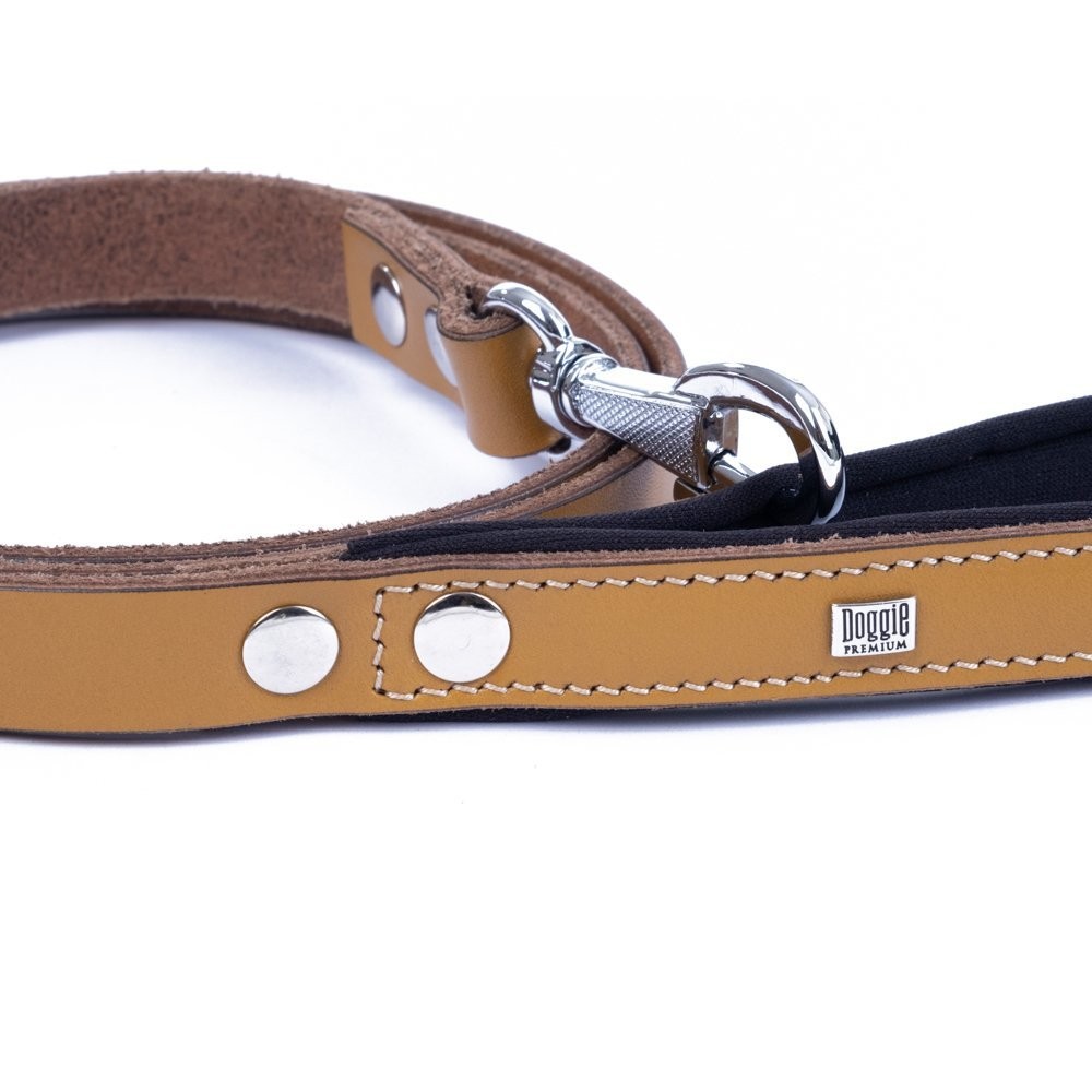 Doggie Konforlu Gerçek Deriden El Yapımı Köpek Gezdirme Kayışı 2x140 Cm Camel