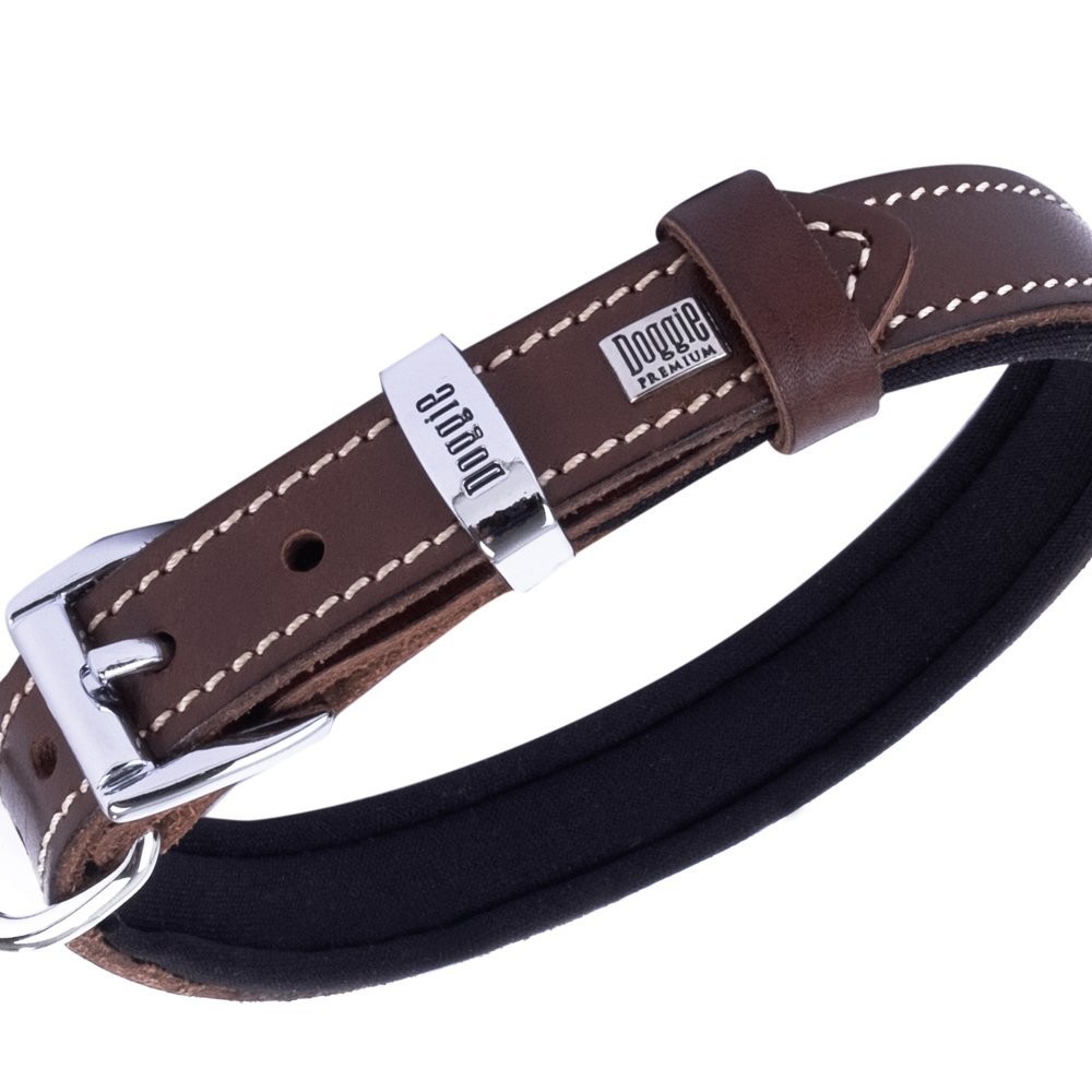 Doggie Konforlu Gerçek Deriden El Yapımı Köpek Boyun Tasması 1.5x25-30 Cm Kahverengi