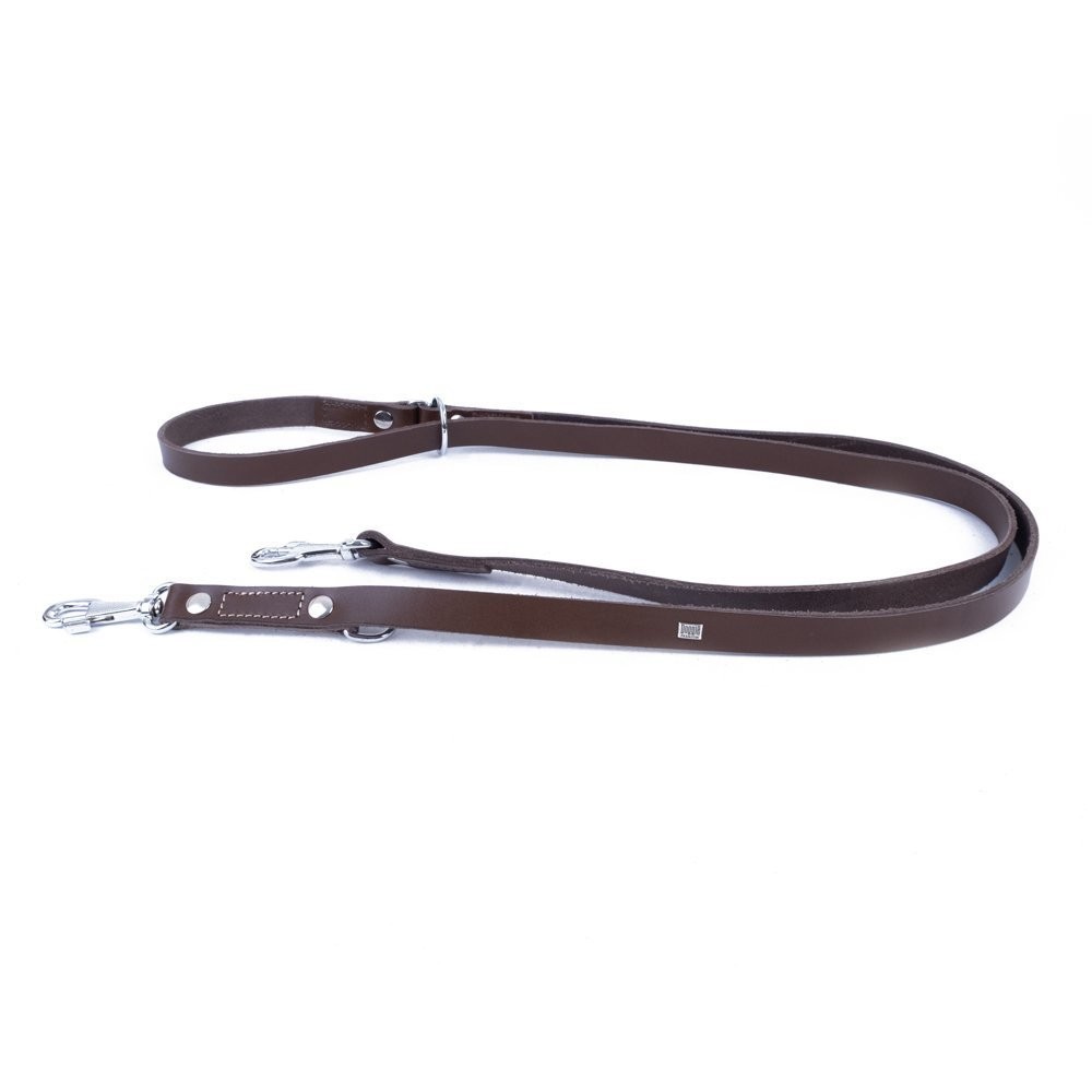Doggie Ayarlanabilir Seri Klasik Gerçek Deriden El Yapımı  Köpek Gezdirme Kayışı 2x120-200 Cm Kahverengi