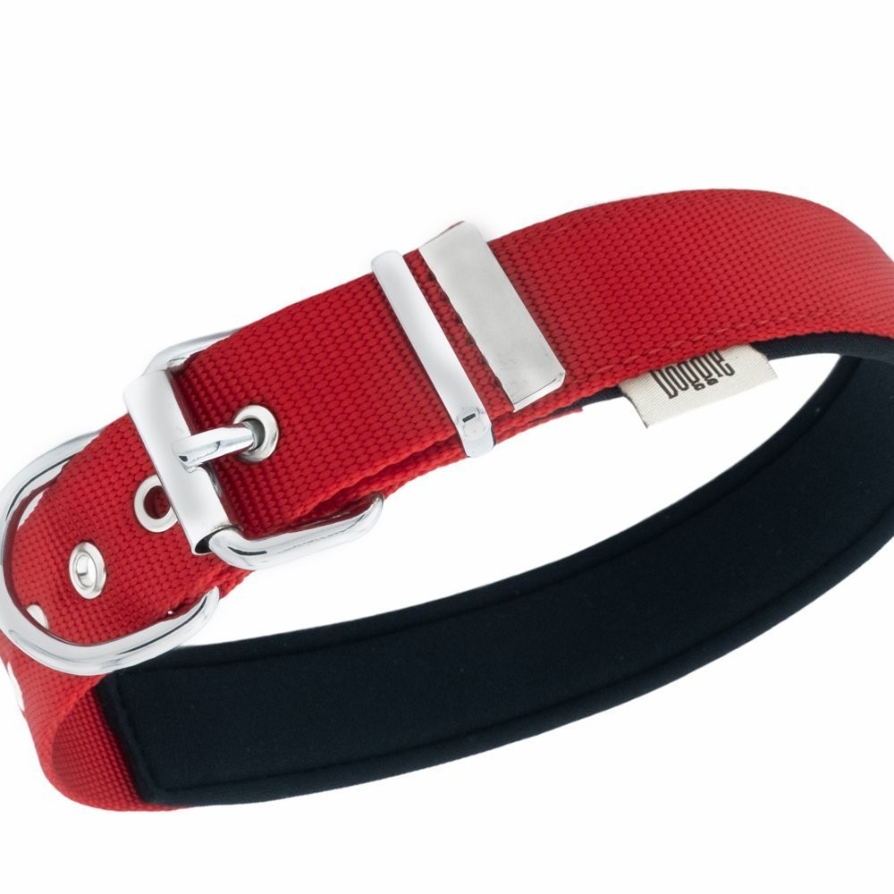 Doggie Konforlu Dokumadan El Yapımı Çivili Köpek Boyun Tasması 3x42-50 Cm Kırmızı