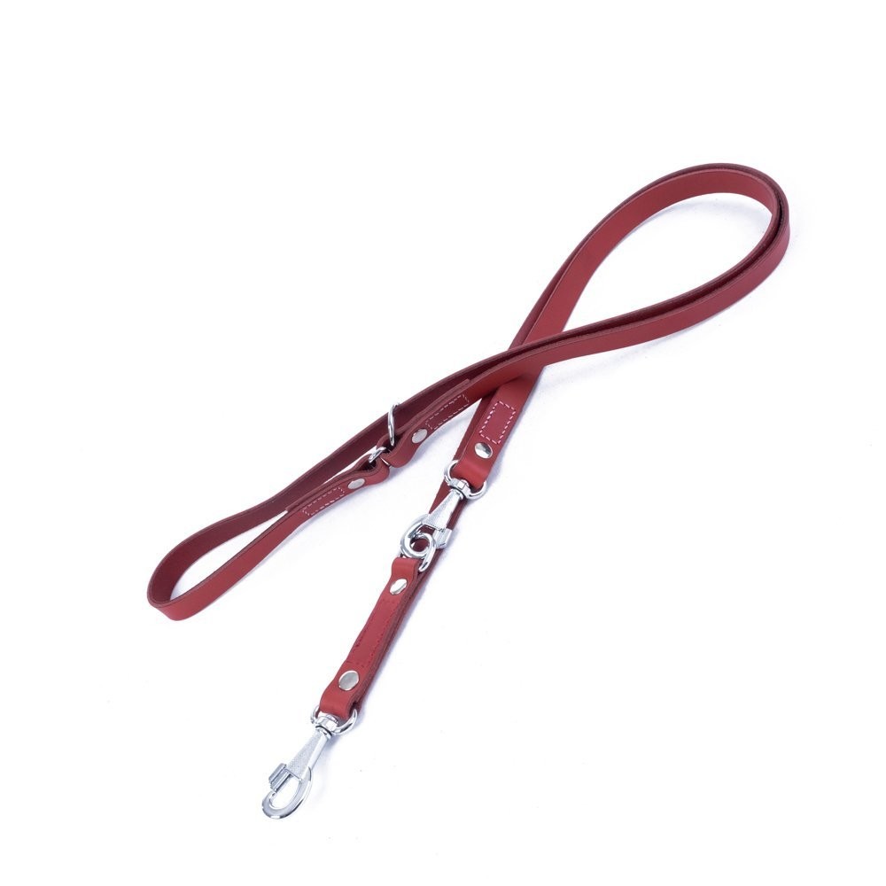Doggie Ayarlanabilir Seri Klasik Gerçek Deriden El Yapımı  Köpek Gezdirme Kayışı 2x120-200 Cm Kırmızı