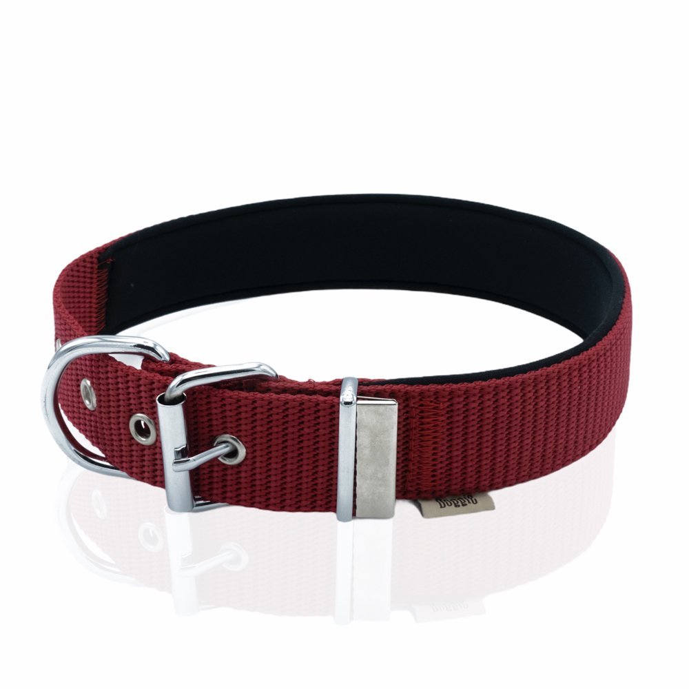 Doggie Konforlu Dokumadan El Yapımı Çivili Köpek Boyun Tasması 4x52-60 Cm Kırmızı