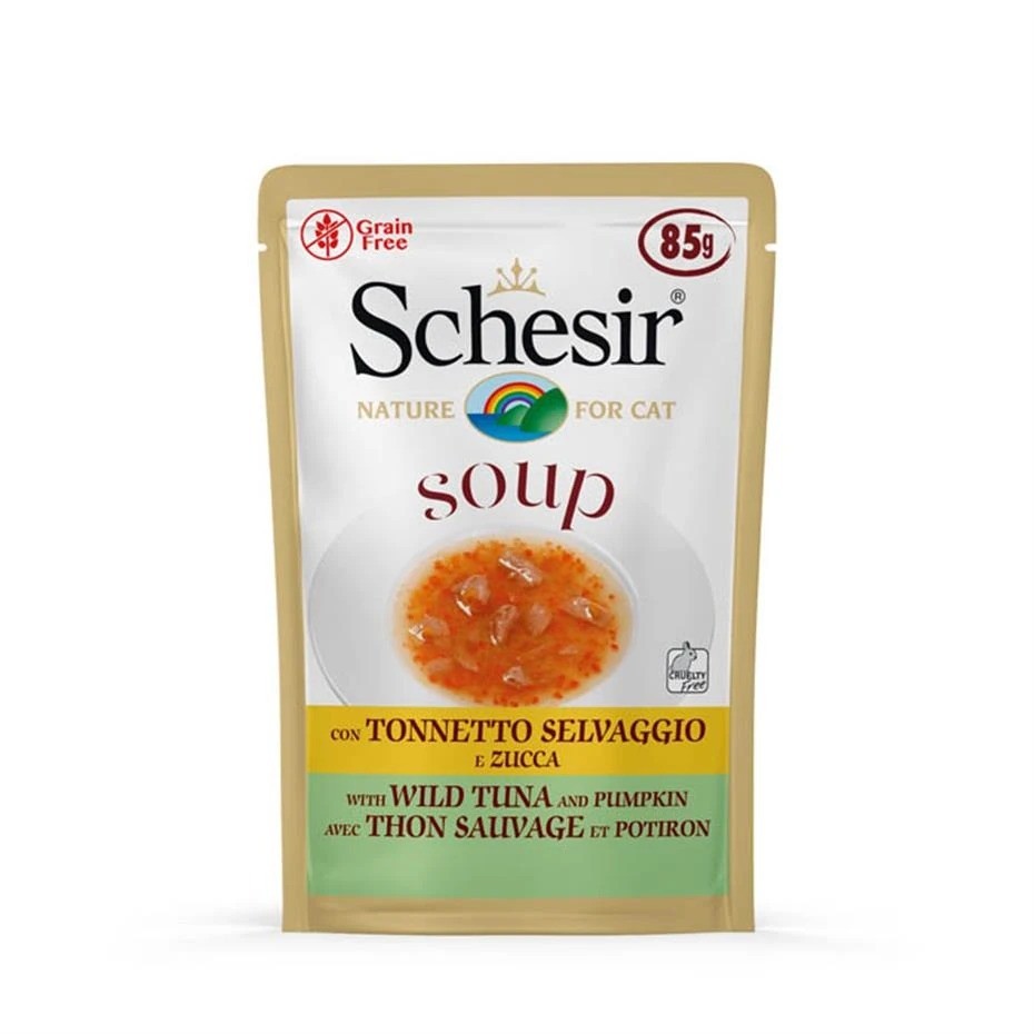 Schesir Yetişkin Kediler için Yabani Ton Balıklı ve Balkabaklı Tamamlayıcı Kedi Çorbası 85 gr