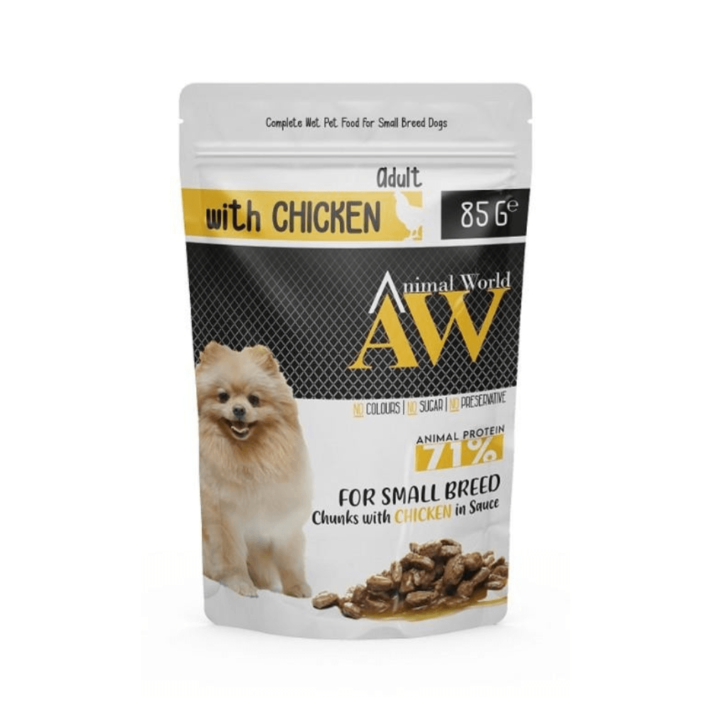 Animal World Tavuk Göğsü Etli Küçük Irk Yetişkin Köpek Konservesi 85 Gr