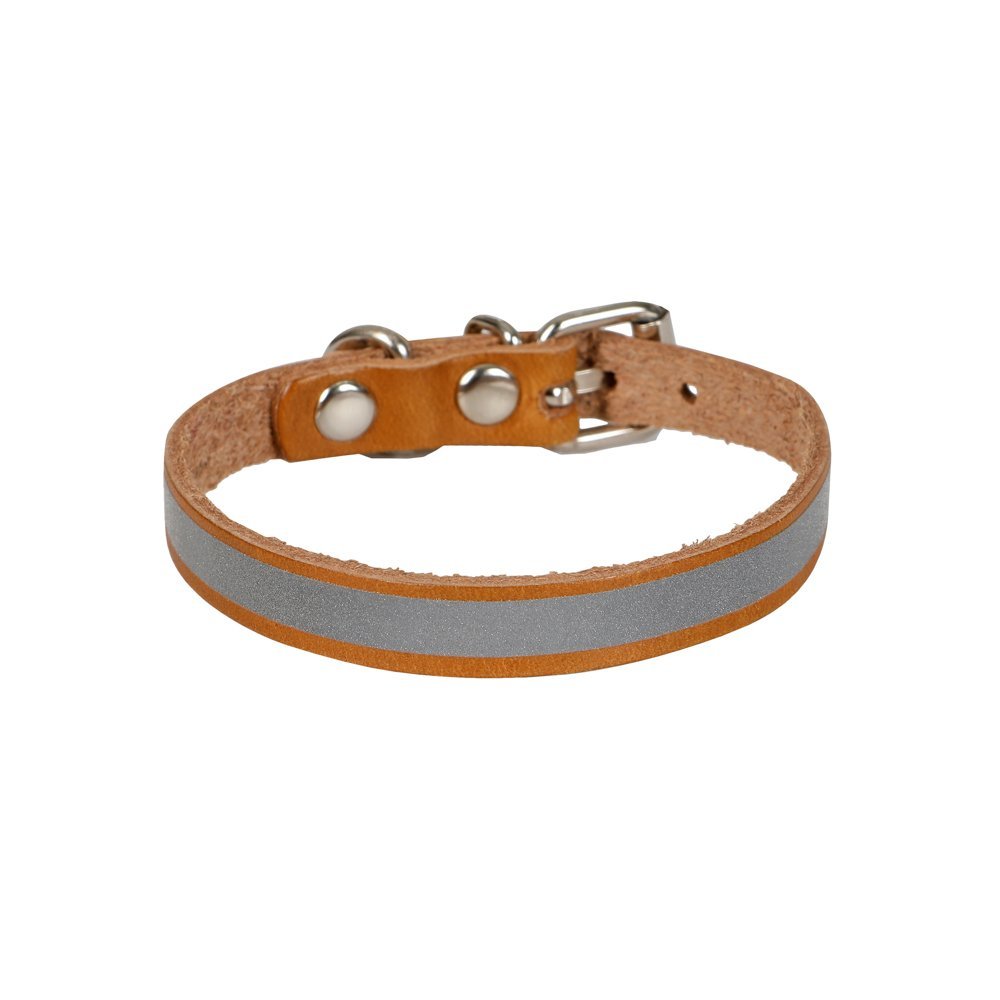 Cattie Reflektörlü Deri Kedi Boyun Tasması M 1x21-25 Cm Camel