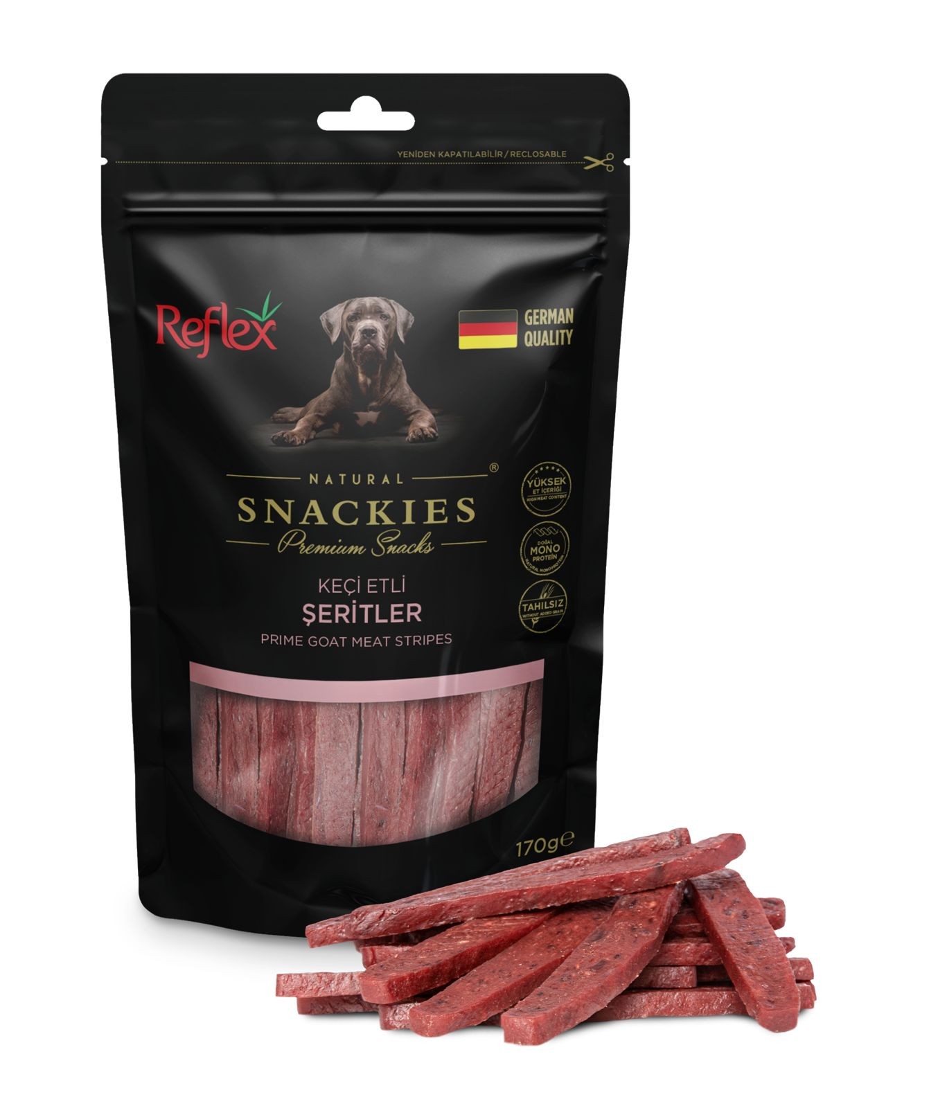 Reflex Snackies Keçi Etli Şeritler Köpek Ödülü 170 Gr