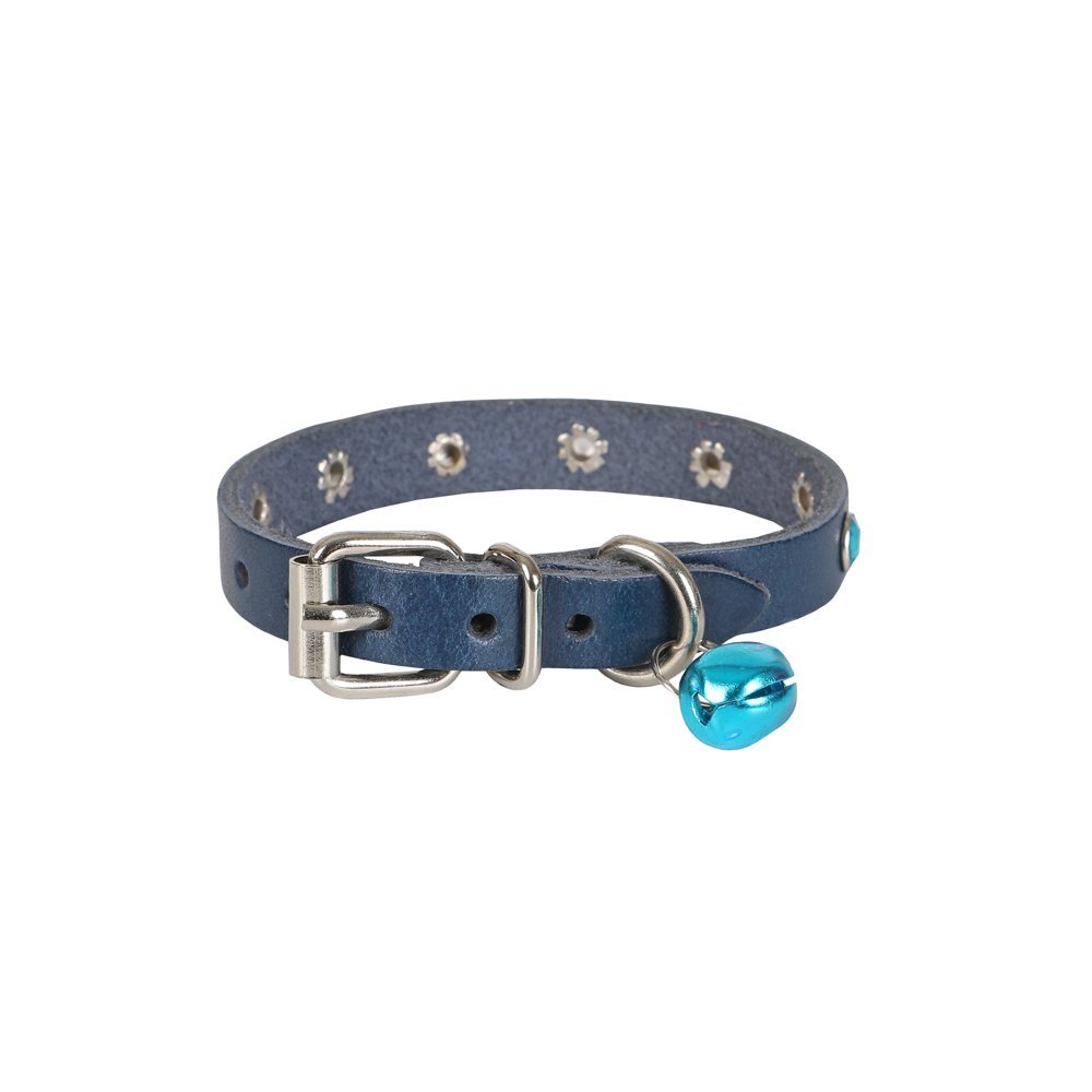 Cattie Taşlı Deri Kedi Boyun Tasması S 1x18-22 Cm Royal Mavi