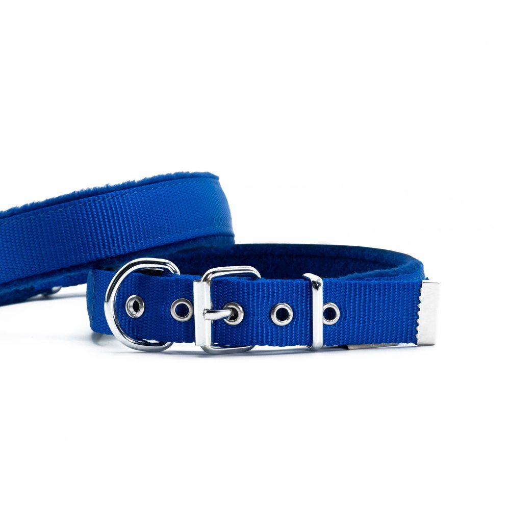 Doggie Polar Dokumadan El Yapımı Köpek Boyun Tasması 2.5x42-50 Cm Royal Mavi