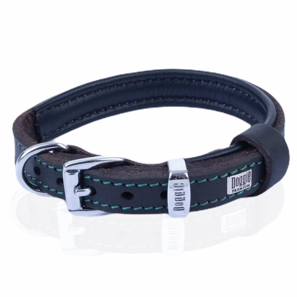 Doggie Yağlı Gerçek Deriden El Yapımı Köpek Boyun Tasması 1.5x25-30 Cm Yağ Yeşili