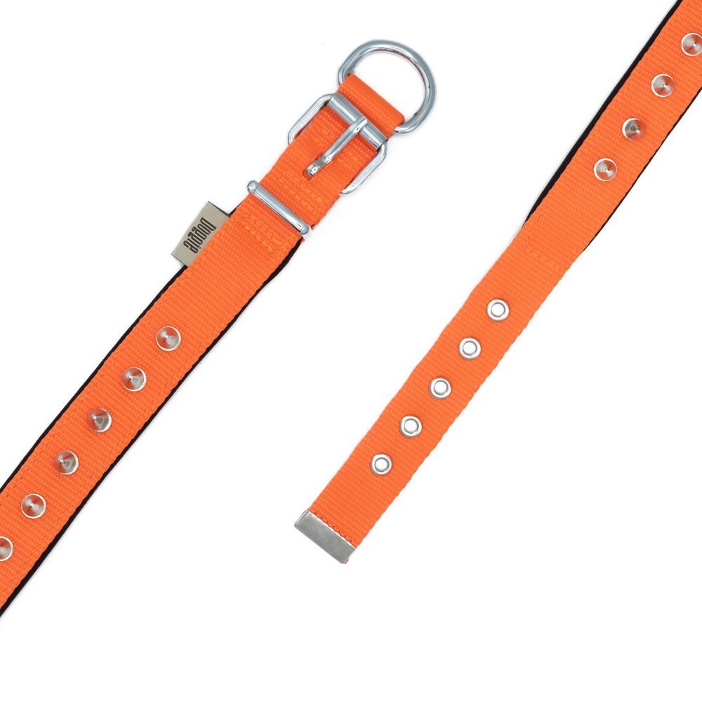 Doggie Konforlu Dokumadan El Yapımı Çivili Köpek Boyun Tasması 2.5x37-45 Cm Turuncu