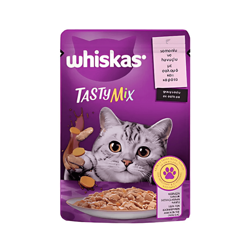 Whiskas Pouch Tasty Mix Somonlu ve Havuçlu Yetişkin Kedi Konservesi 85 Gr (28 ADET)