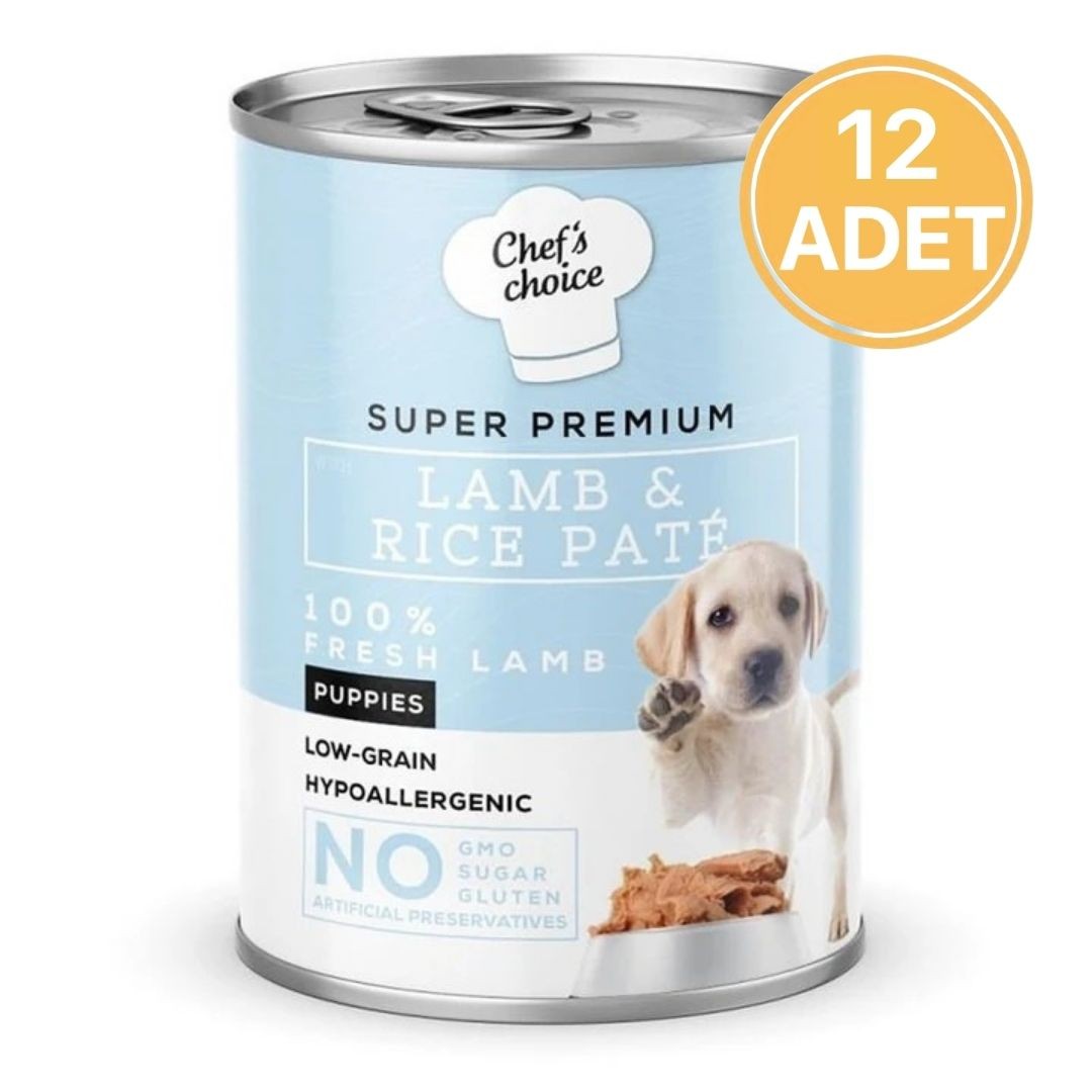 Chefs Choice Tahılsız Kuzulu Pirinçli Ezme Yavru Konserve Köpek Maması 400 Gr (12 Adet)