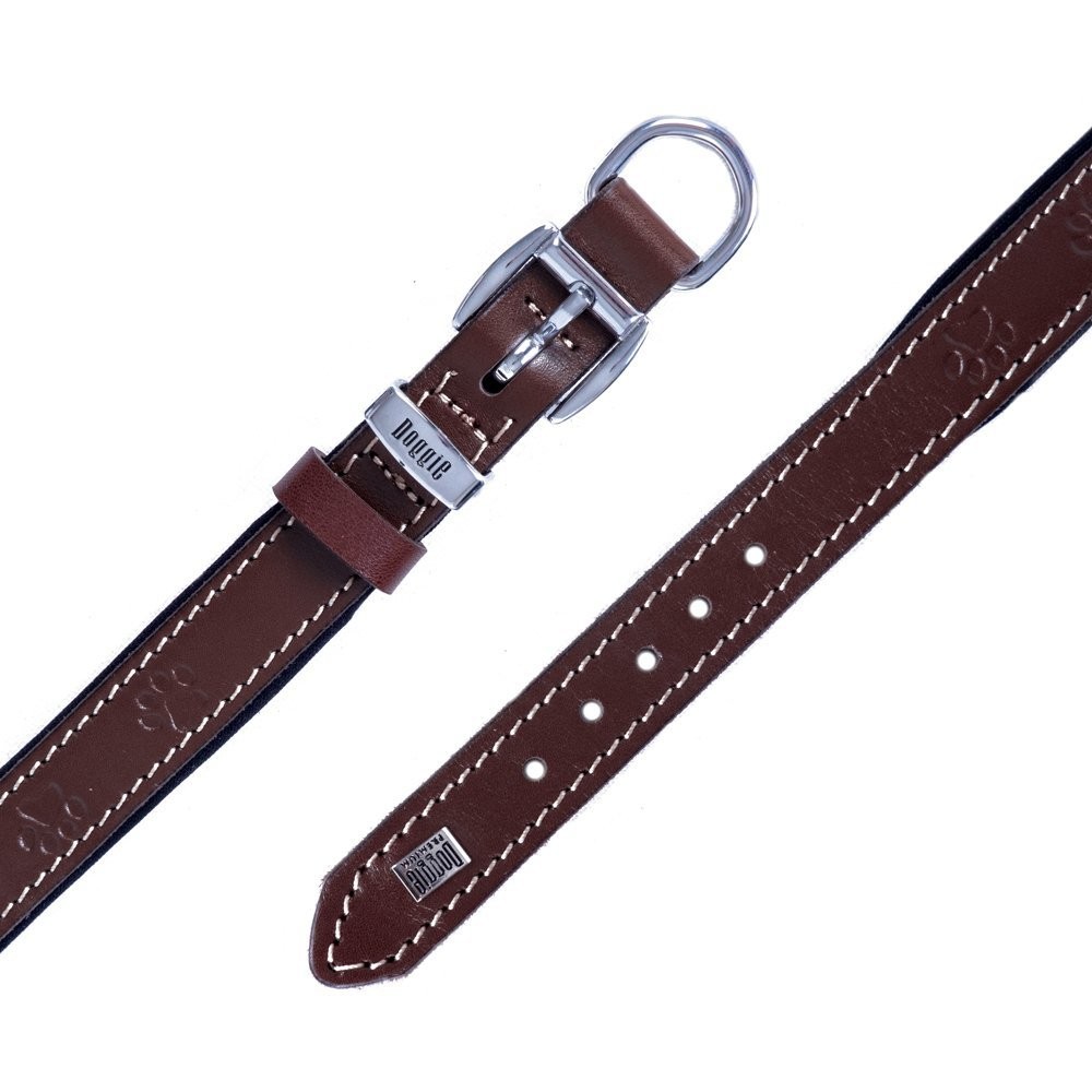 Doggie Deri Pati Desenli Boyun Tasması M 2x35-40 Cm Kahverengi