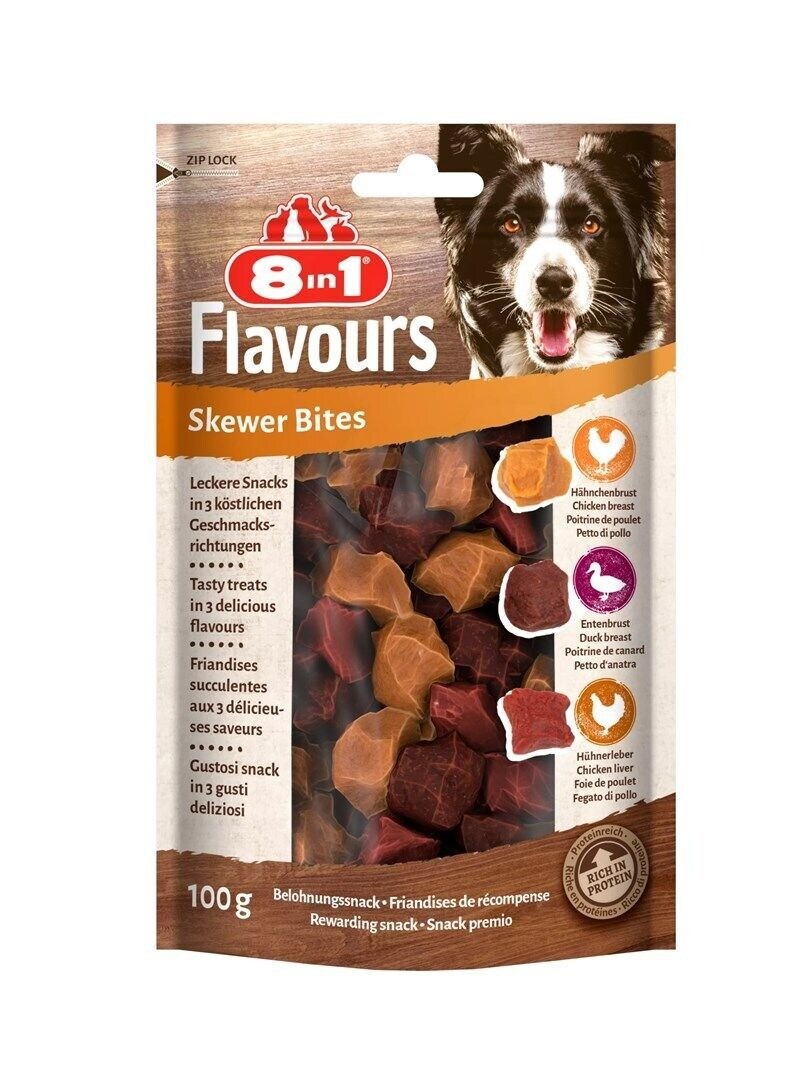 8in1 Flavours Skewer Bites Kuşbaşı Dilimli Çiğneme Köpek Ödülü 100 Gr