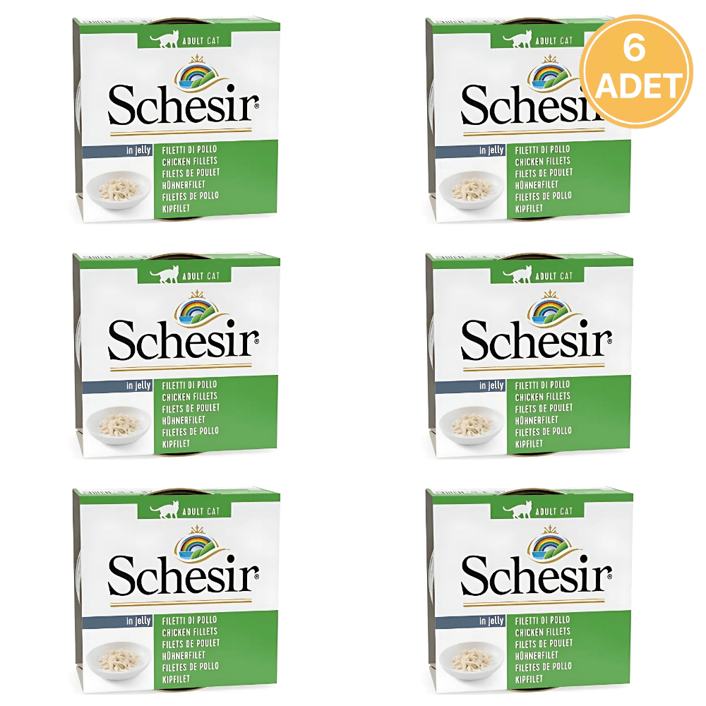 Schesir Jöleli Tavuk Fileto Yetişkin Kedi Konservesi 85 Gr (6 Adet)