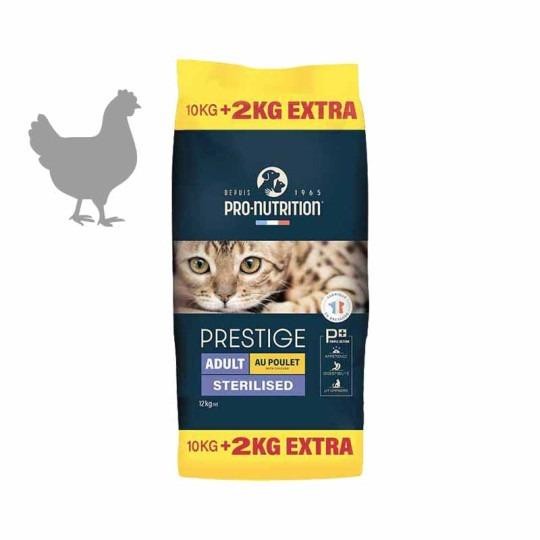 Pro Nutrition Prestige Adult Sterilised Yetişkin Kısırlaştırılmış Tavuk Etli Kedi Maması 10 + 2 Kg