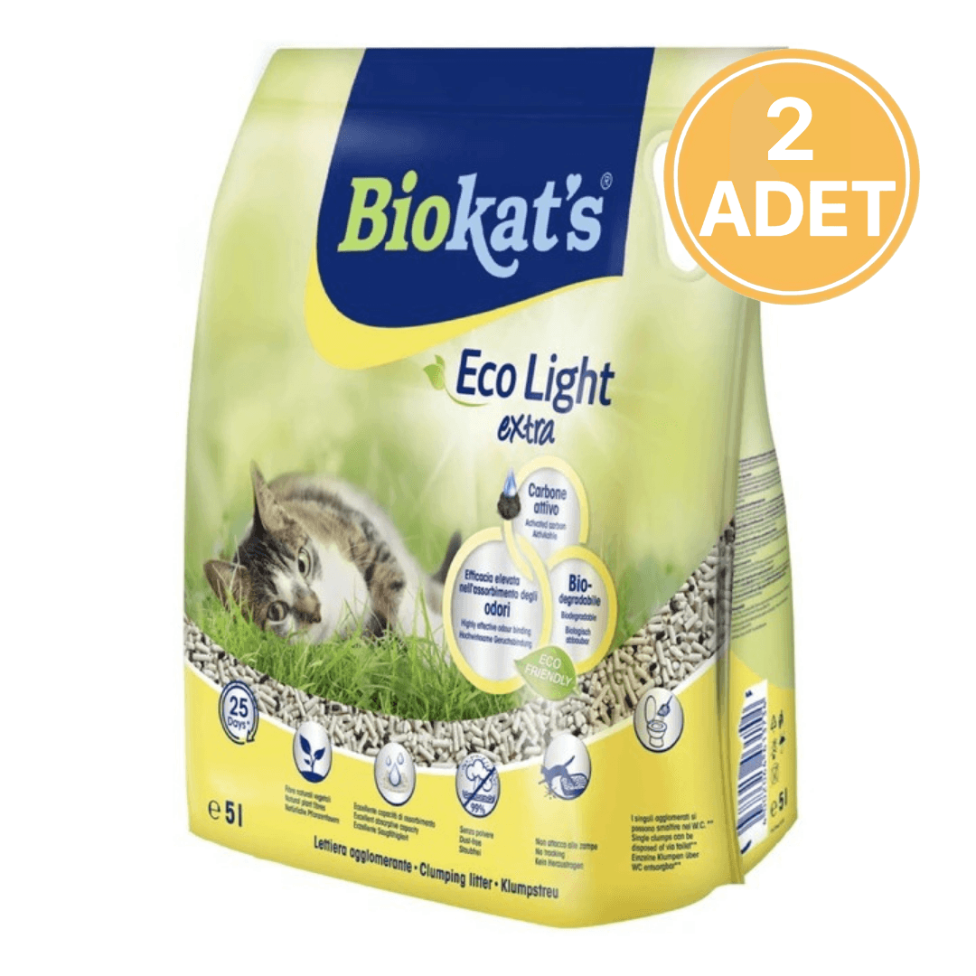 Biokat's Pelet Kedi Kumu Eco Light Extra 5 Lt (Aktif Karbonlu) (2 Adet)