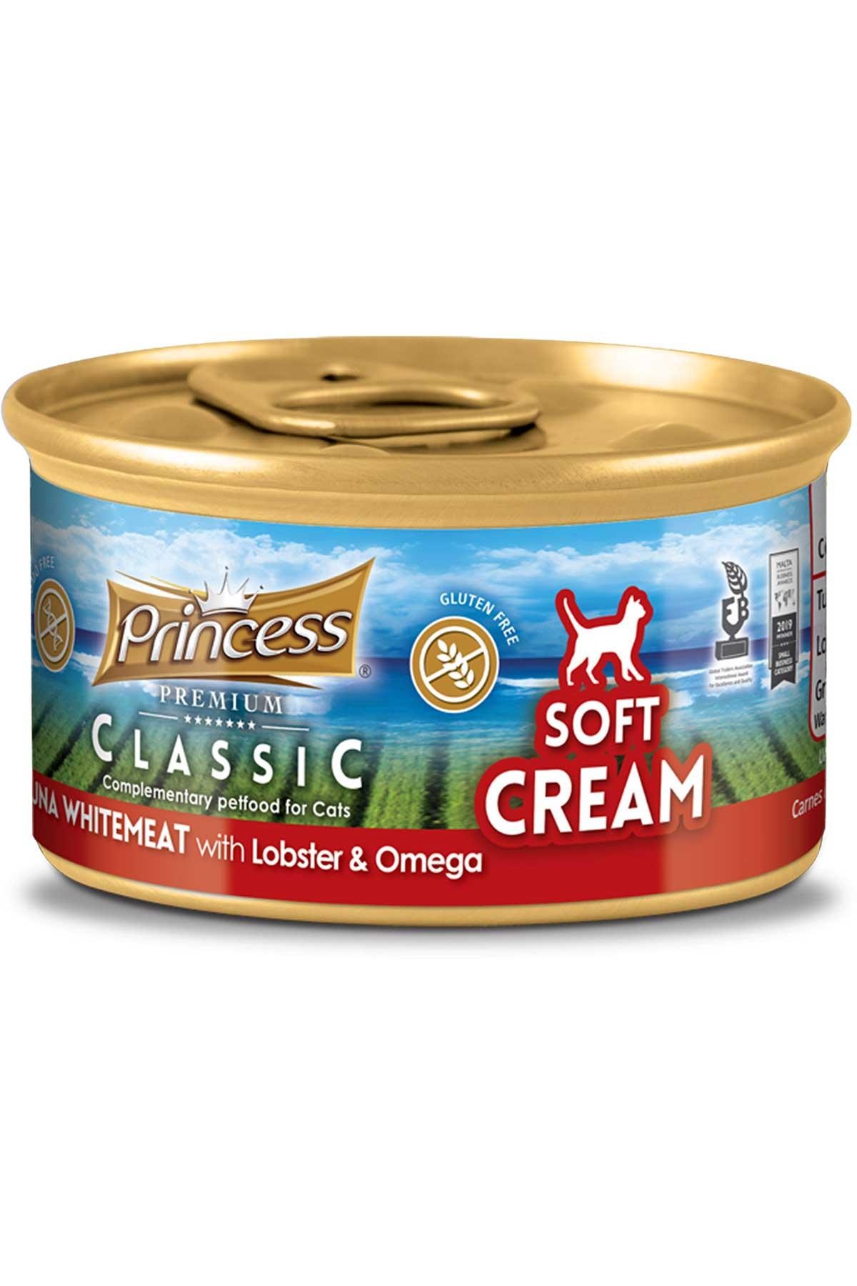 Princess Classic Soft Cream (Yumuşak Krema) Istakozlu ve Omegalı Beyaz Ton Balıklı Yetişkin Kedi Konservesi 50 Gr