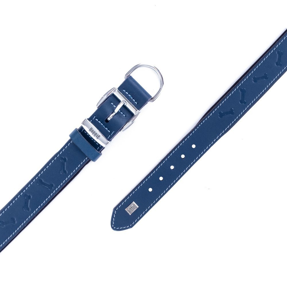 Doggie Deri Kemik Desenli Boyun Tasması S 4x47-55 Cm Royal Mavi