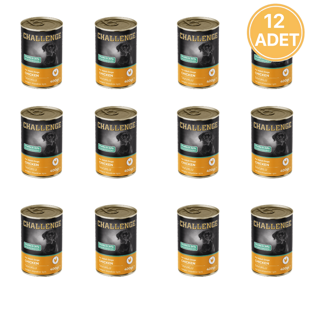 Challenge Tavuklu Yetişkin Köpek Konservesi 400 gr (12 Adet)