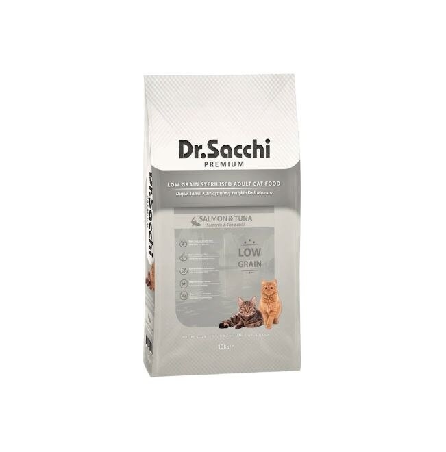 Dr. Sacchi Düşük Tahıllı Somonlu Kısırlaştırılmış Yetişkin Kedi Maması 10 Kg